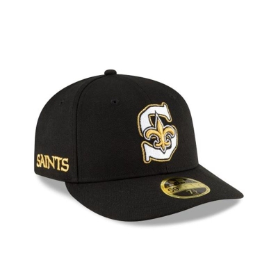 Black New Orleans Saints Hat - New Era NFL Logo Mix Low Profile 59FIFTY Fitted Caps USA6401527